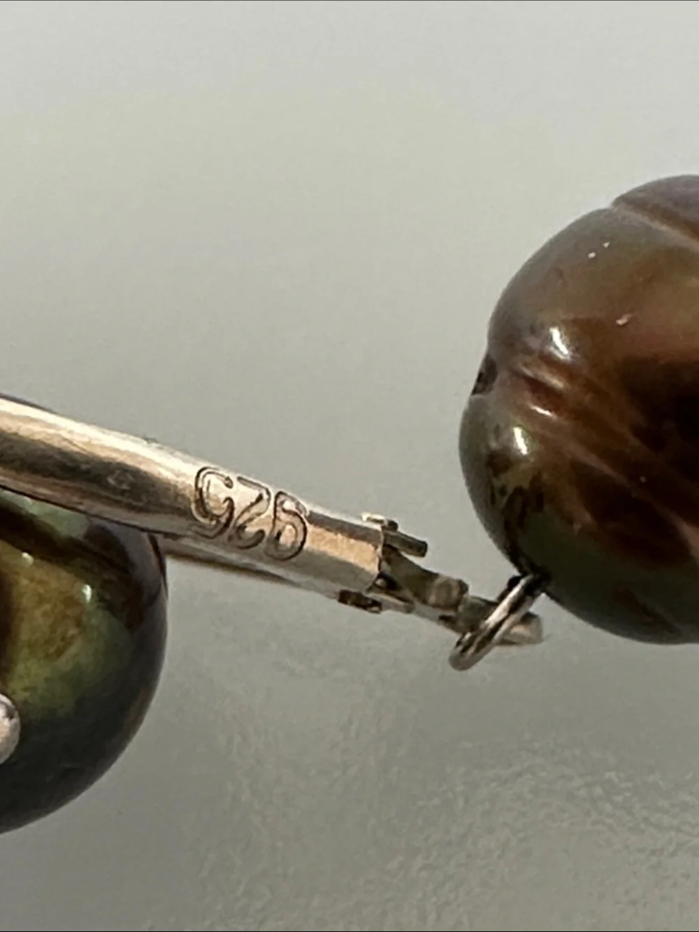 925 Sterling Silverreal Pearls Earrings with Dark Brown Pearl Drop